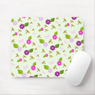 Mousepad Tapete de Rato Jardim de Flores e Libélula