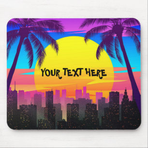 Mousepad Tapete de Rato Personalizado Retro Synthwave Palme