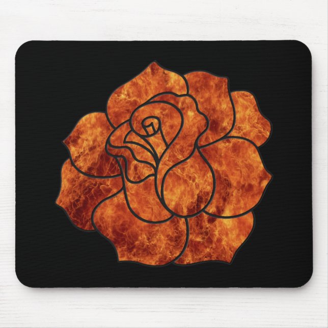 Mousepad Tapete de Rato Rosa de Fogo Laranja (Frente)