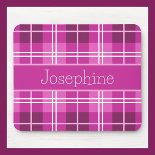 Mousepad Tapete de Rato Xadrez Rosa Personalizado com Nome