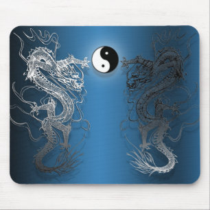 Mousepad Tapete de ratos o ying e yang dragões