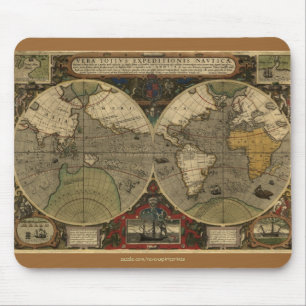 Mousepad "Tapete do rato 1595 da arte do vintage do mapa de