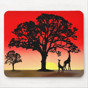 Mousepad Tapete do rato africano do por do sol