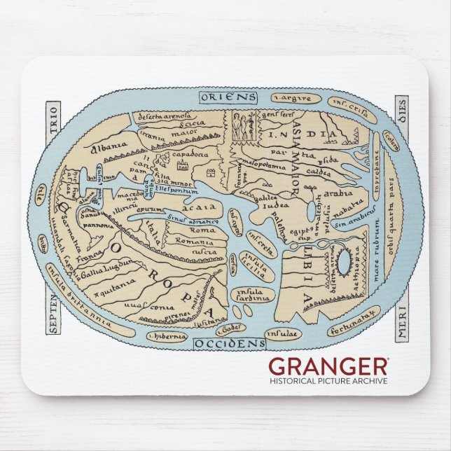 Mousepad Tapete do rato antigo do mapa do mundo (Frente)