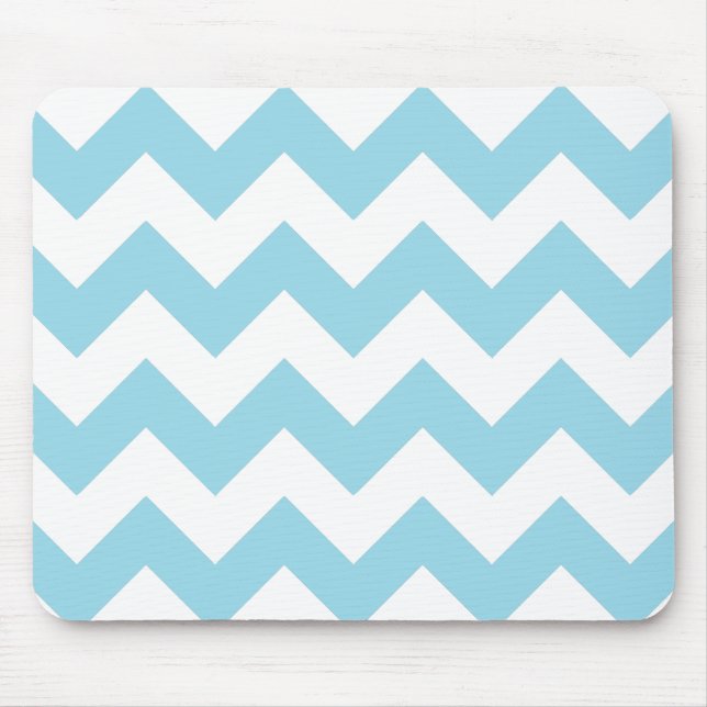 Mousepad Tapete do rato azul e branco de Chevron (Frente)