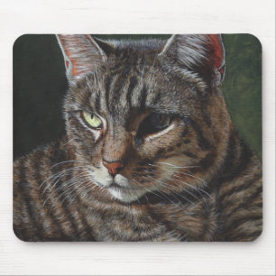 Mousepad Tapete do rato cinzento do gato de gato malhado de