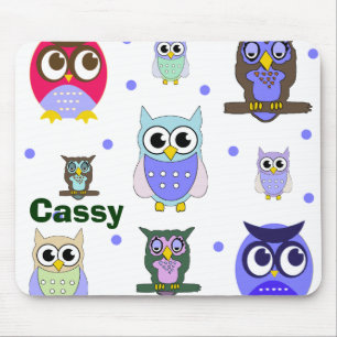 Mousepad Tapete do rato colorido das corujas