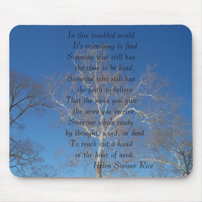 Mousepad Tapete do rato com um poema pelo arroz de Helen (Frente)