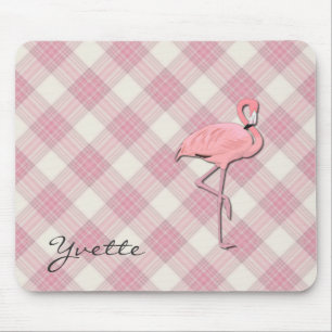 Mousepad Tapete do rato cor-de-rosa da xadrez do flamingo