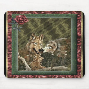 Mousepad Tapete do rato da família do lobo