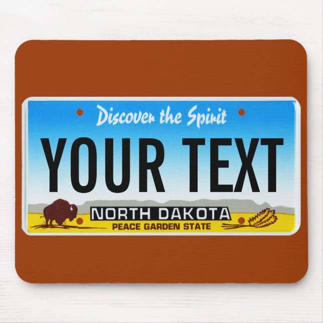 Mousepad Tapete do rato da matrícula de North Dakota (Frente)