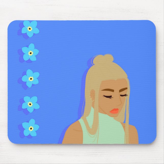 Mousepad Tapete do rato da menina do miosótis (Frente)