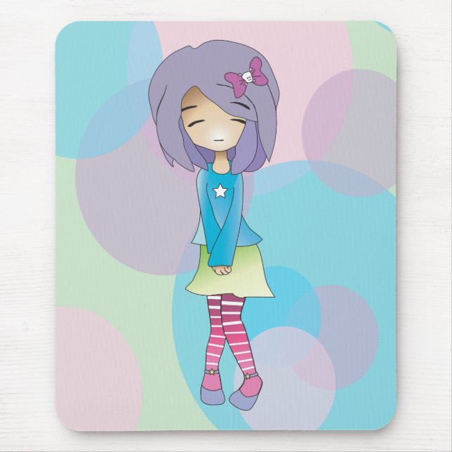 Mousepad Tapete do rato da menina do ponto de Chibi (Frente)