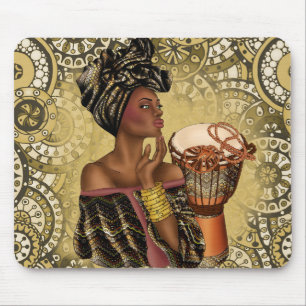 Mousepad Tapete do rato da mulher do afro-americano