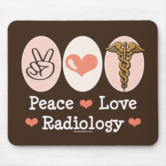 Mousepad Tapete do rato da radiologia do amor da paz (Frente)
