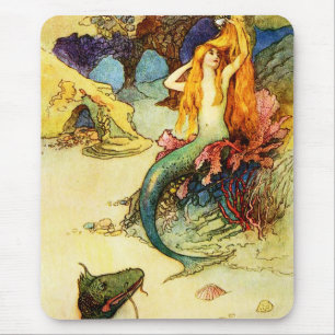 Mousepad Tapete do rato da sereia do vintage
