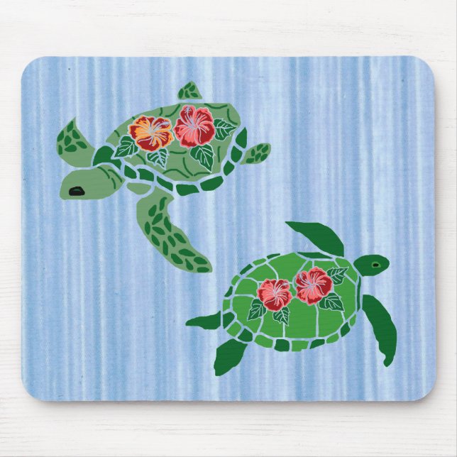 Mousepad Tapete do rato da tartaruga de mar da flor do (Frente)