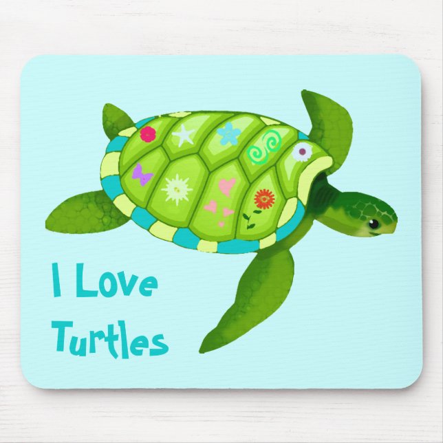 Mousepad Tapete do rato da tartaruga verde (Frente)