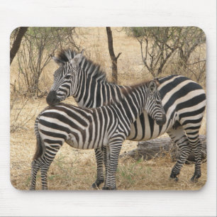 Mousepad Tapete do rato da zebra da mãe e do bebê