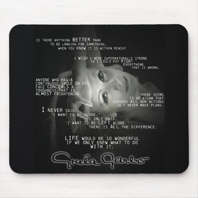 Mousepad Tapete do rato das citações de Greta Garbo (Frente)