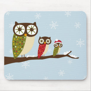 Mousepad tapete do rato das corujas do inverno