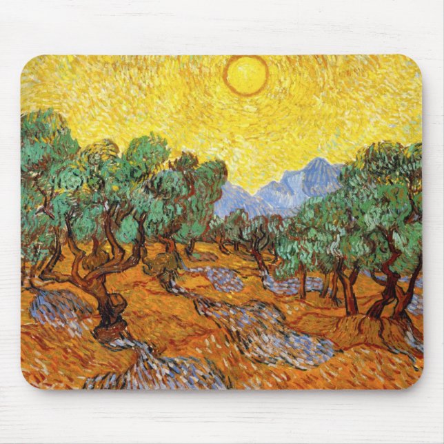 Mousepad Tapete do rato das oliveiras de Van Gogh (Frente)