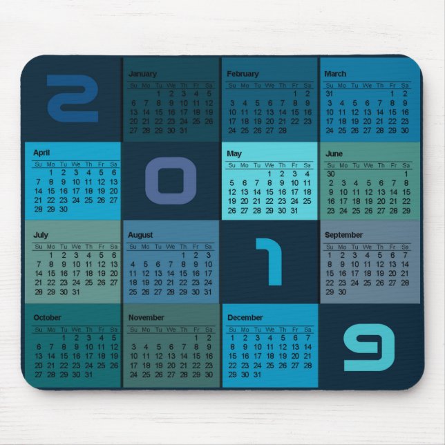 Mousepad Tapete do rato de 2019 calendários (Frente)