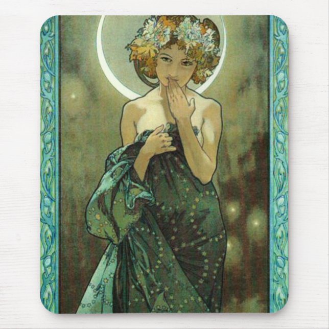 Mousepad Tapete do rato de Alphonse Mucha Clair De Lune (Frente)