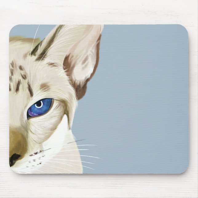 Mousepad Tapete do rato de olhos azuis do gato (Frente)