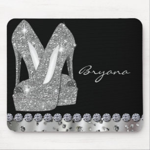 Mousepad Tapete do rato de prata Glam dos calçados dos