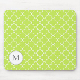 Mousepad Tapete do rato de Quatrefoil do monograma - limão