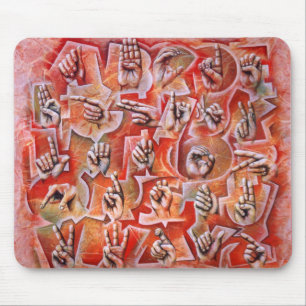 Mousepad Tapete do rato do alfabeto 2 do linguagem gestual