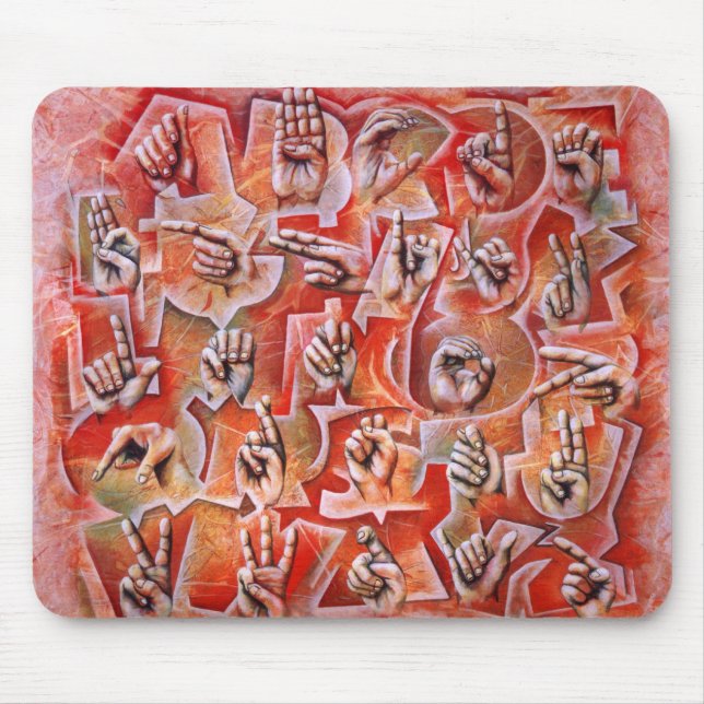 Mousepad Tapete do rato do alfabeto 2 do linguagem gestual (Frente)