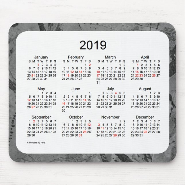 Mousepad Tapete do rato do calendário do feriado da arte (Frente)