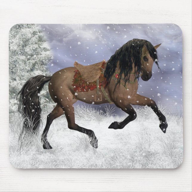 Mousepad Tapete do rato do cavalo do inverno, esteira do (Frente)