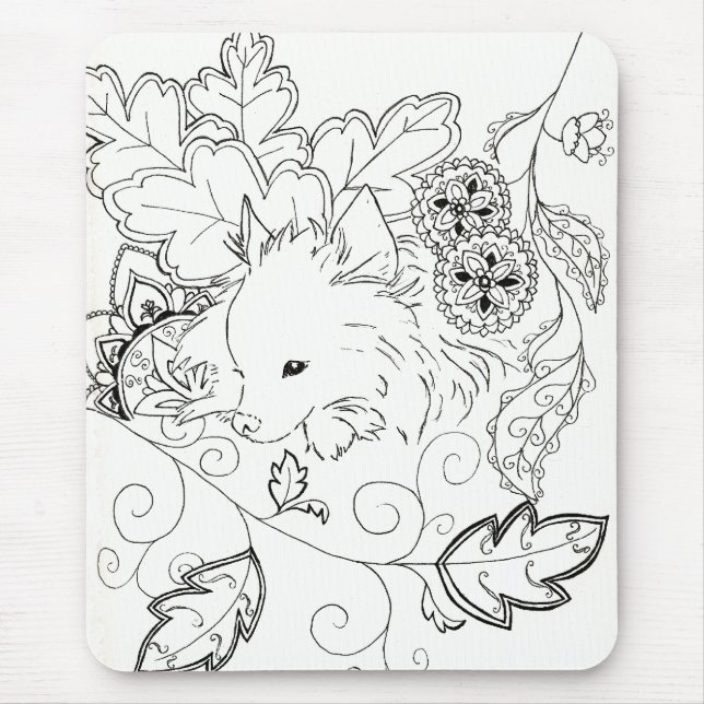 Mousepad Tapete do rato do esboço de Pomeranian (Frente)