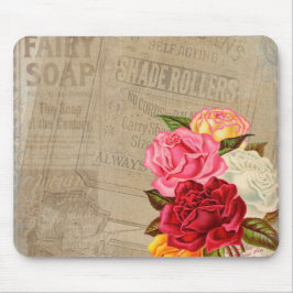 Mousepad Tapete do rato do fundo dos rosas do vintage