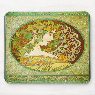 Mousepad Tapete do rato do louro de Alphonse Mucha