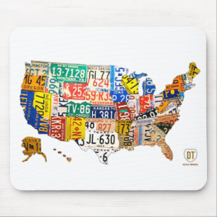 Mousepad Tapete do rato do mapa da matrícula dos Estados