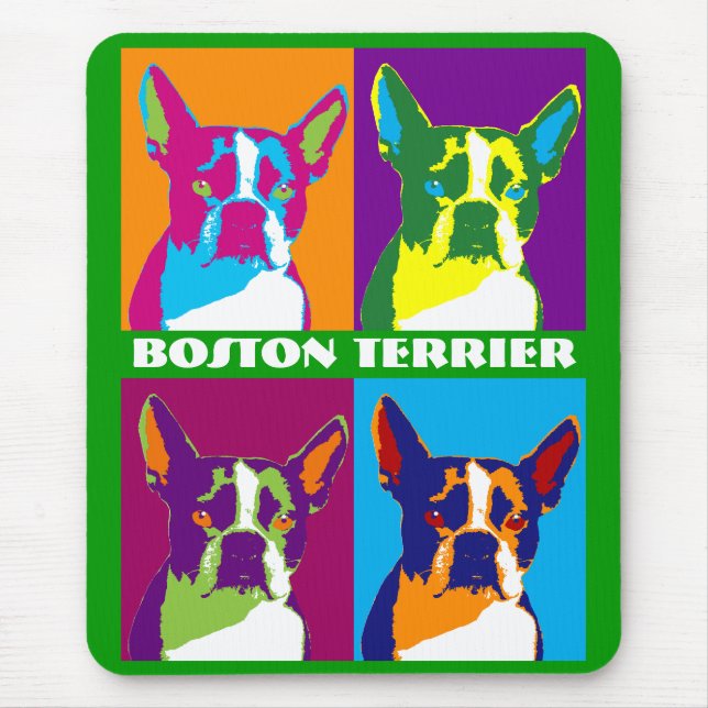 Mousepad Tapete do rato do pop art de Boston Terrier (Frente)