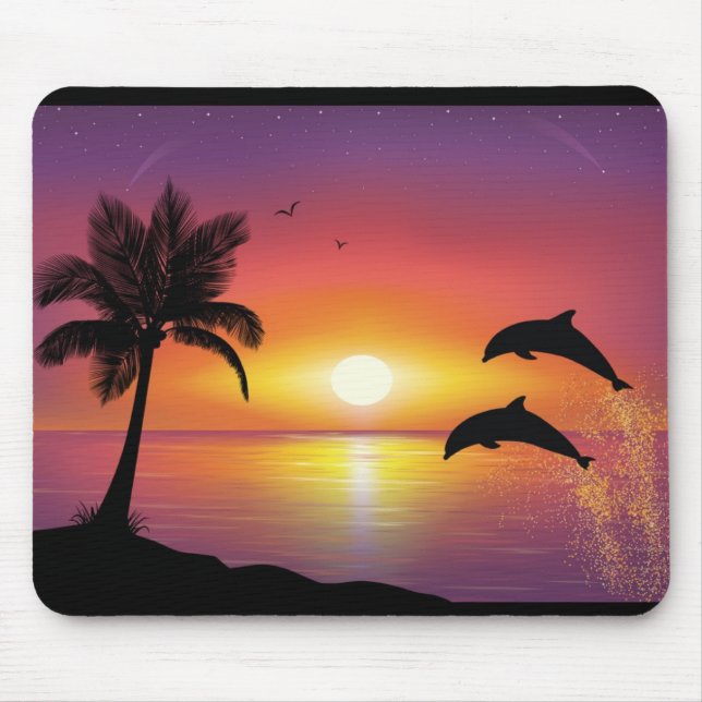 Mousepad Tapete do rato do por do sol do golfinho (Frente)