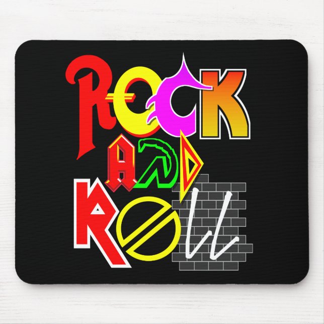 Mousepad Tapete do rato do rock and roll (preto) (Frente)