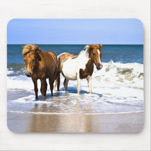 Mousepad Tapete do rato dos cavalos das belezas da praia
