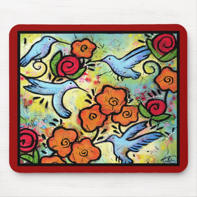 Mousepad Tapete do rato dos colibris - 9,25" x 7,75" (Frente)