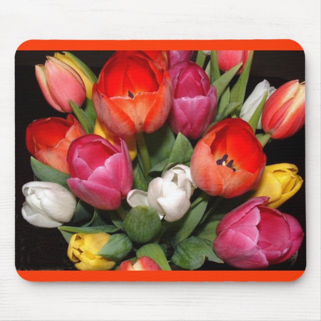 Mousepad Tapete do rato dos fogos-de-artifício da tulipa (Frente)