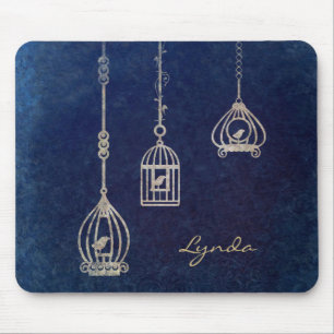 Mousepad Tapete do rato elegante do azul das gaiolas de