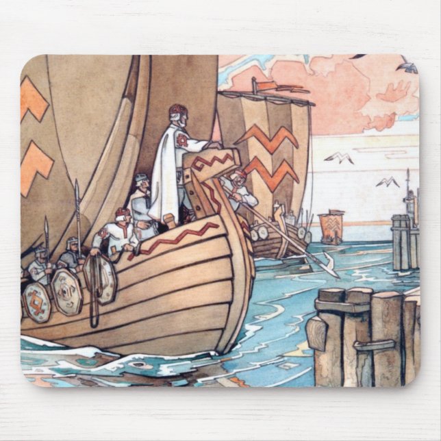 Mousepad Tapete do rato estónio do barco de Viking (Frente)
