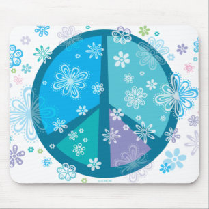 Mousepad Tapete do rato florido do sinal de paz