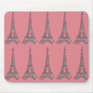 Mousepad Tapete do rato francês da torre Eiffel do rosa do