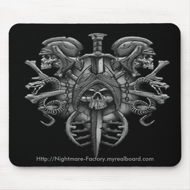 Mousepad Tapete do rato gótico dos crânios do guerreiro (Frente)